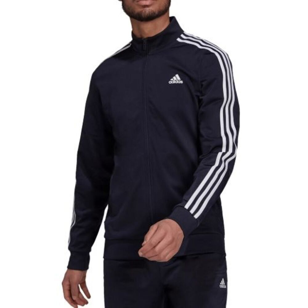 adidas Men's Black Essentials 3 Stripe Tricot Jacket Black XL